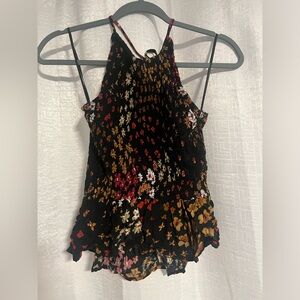 Patrons of Peace Black Floral Halter Top